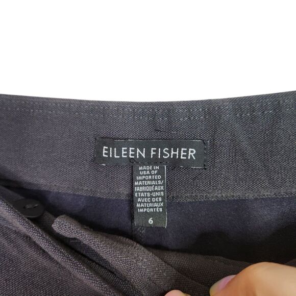 EILEEN FISHER Pants Womens 6 Black Wide Leg Cropped Viscose Pants Relaxed Pocket - Picture 6 of 7